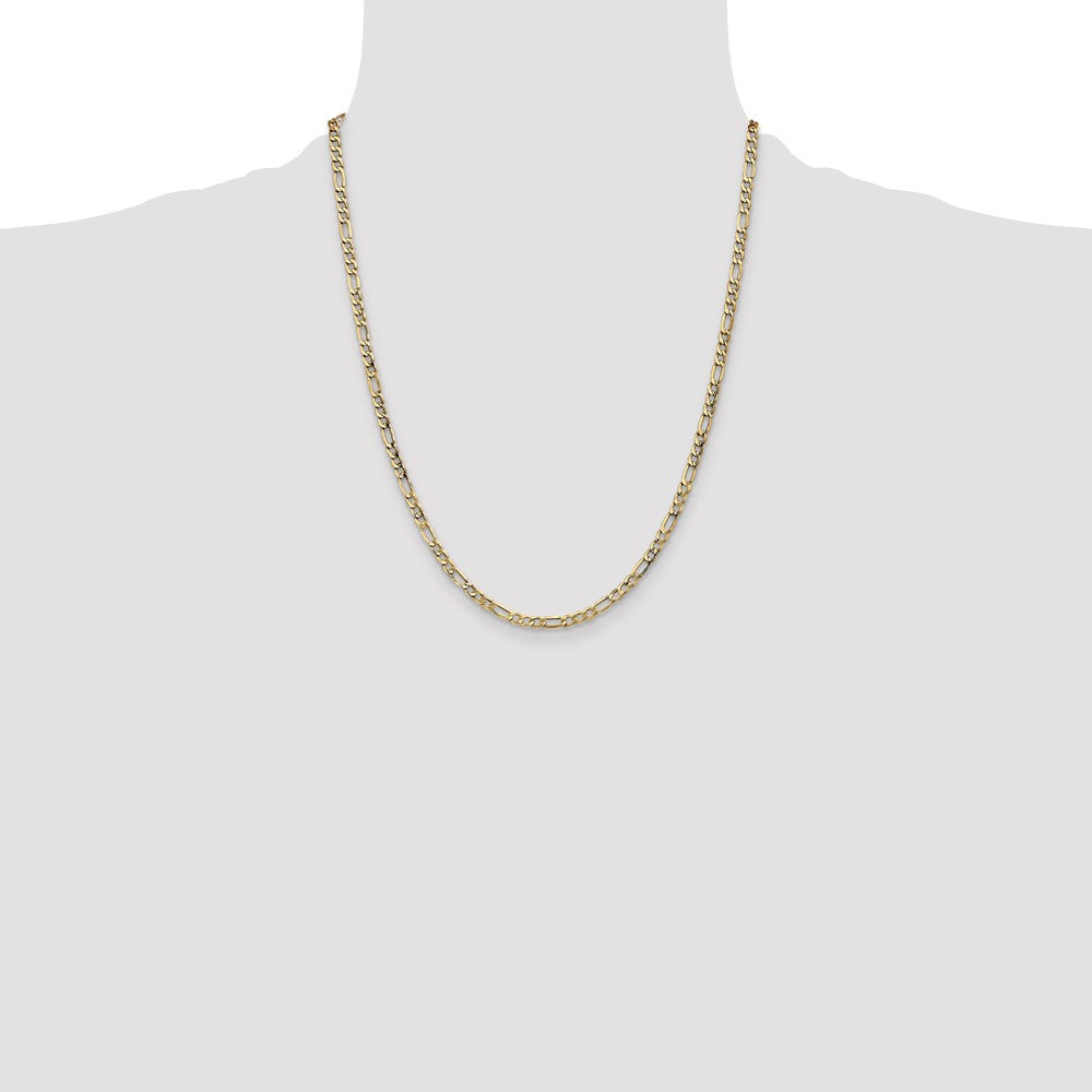 10k Yellow Gold 3.5mm Semi-Solid Figaro Chain Necklace