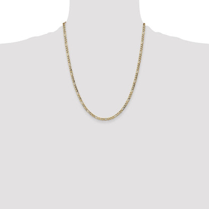 10k Yellow Gold 3.5mm Semi-Solid Figaro Chain Necklace