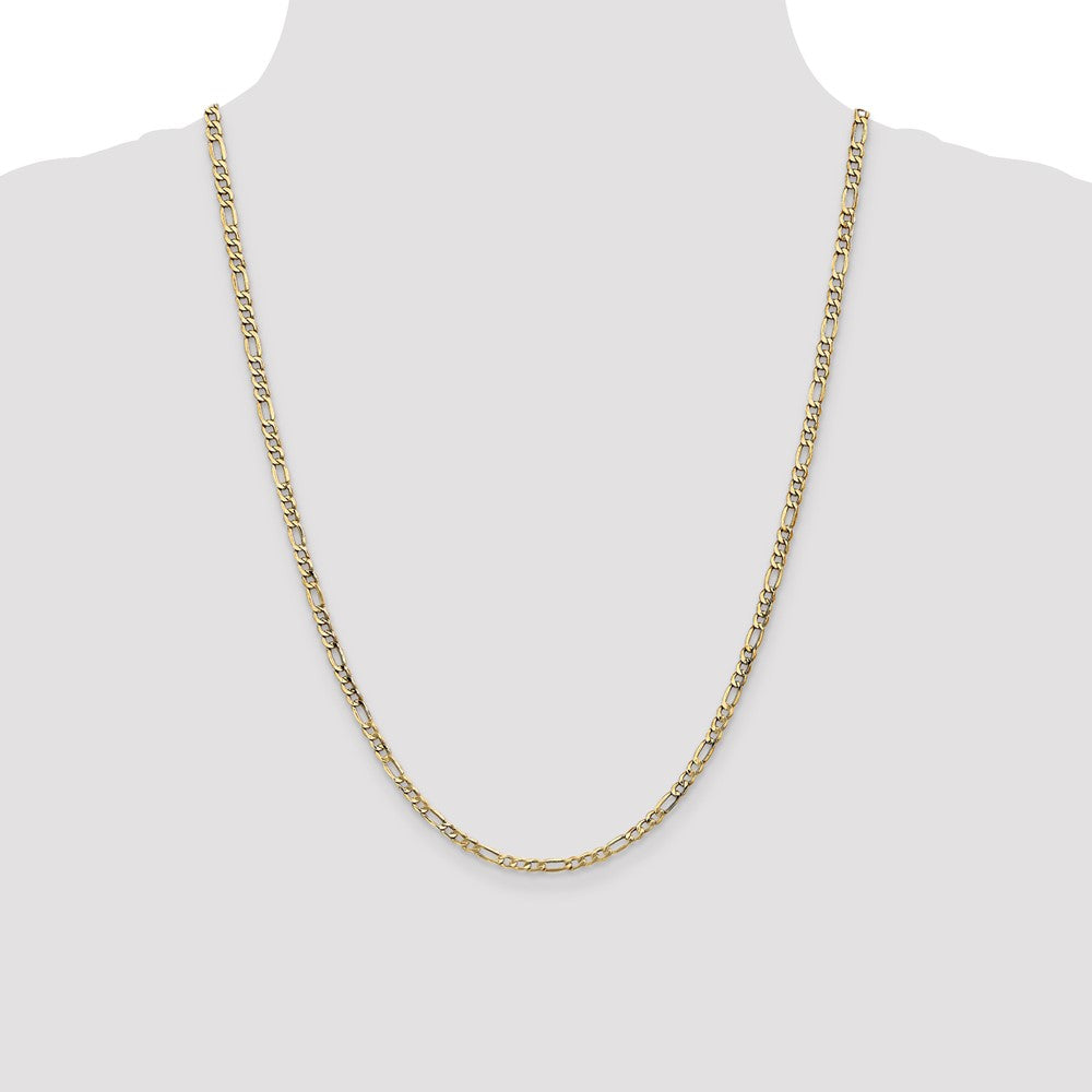 10k Yellow Gold 3.5mm Semi-Solid Figaro Chain Necklace