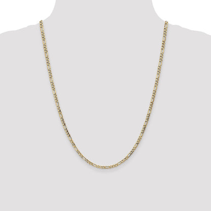 10k Yellow Gold 3.5mm Semi-Solid Figaro Chain Necklace
