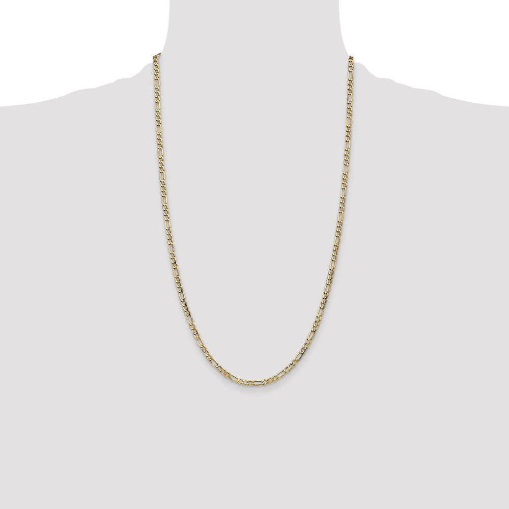 10k Yellow Gold 3.5mm Semi-Solid Figaro Chain Necklace