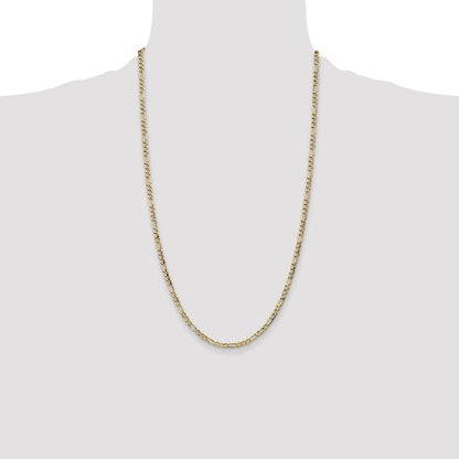10k Yellow Gold 3.5mm Semi-Solid Figaro Chain Necklace