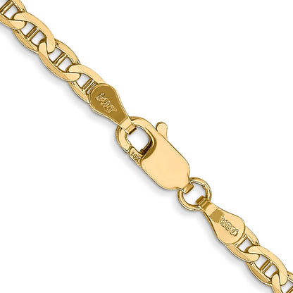 10k Yellow Gold 3mm Concave Anchor Chain Necklace
