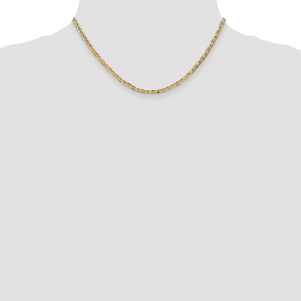 10k Yellow Gold 3mm Concave Anchor Chain Necklace