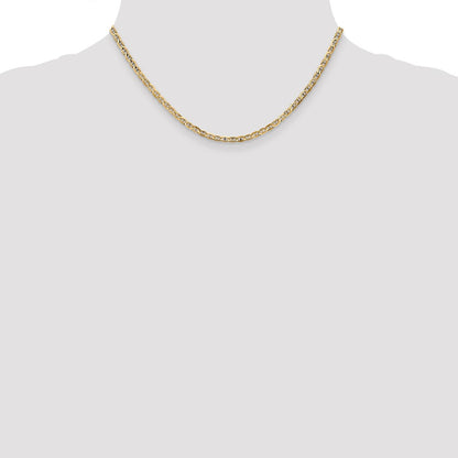 10k Yellow Gold 3mm Concave Anchor Chain Necklace