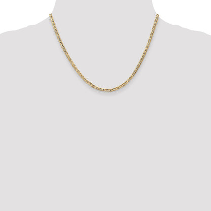 10k Yellow Gold 3mm Concave Anchor Chain Necklace