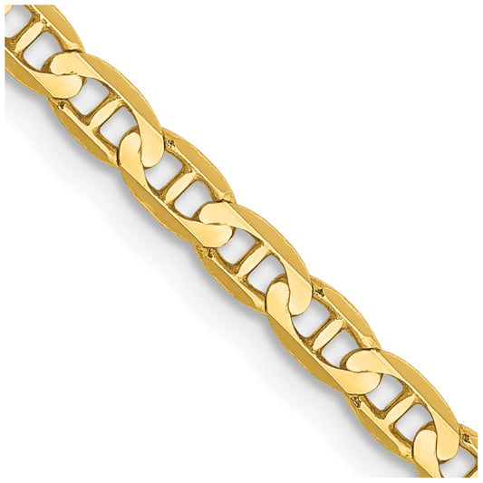 10k Yellow Gold 3mm Concave Anchor Chain Necklace
