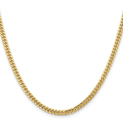 10k Yellow Gold 3.5mm Solid Miami Cuban Chain Necklace