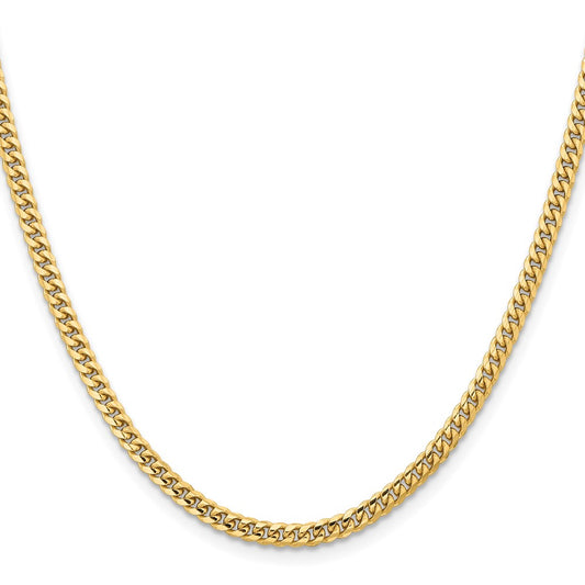 10k Yellow Gold 3.5mm Solid Miami Cuban Chain Necklace