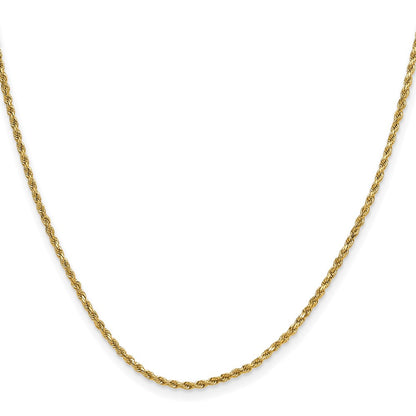 10k Yellow Gold 2mm Semi-solid Diamond-Cut Rope Chain Necklace