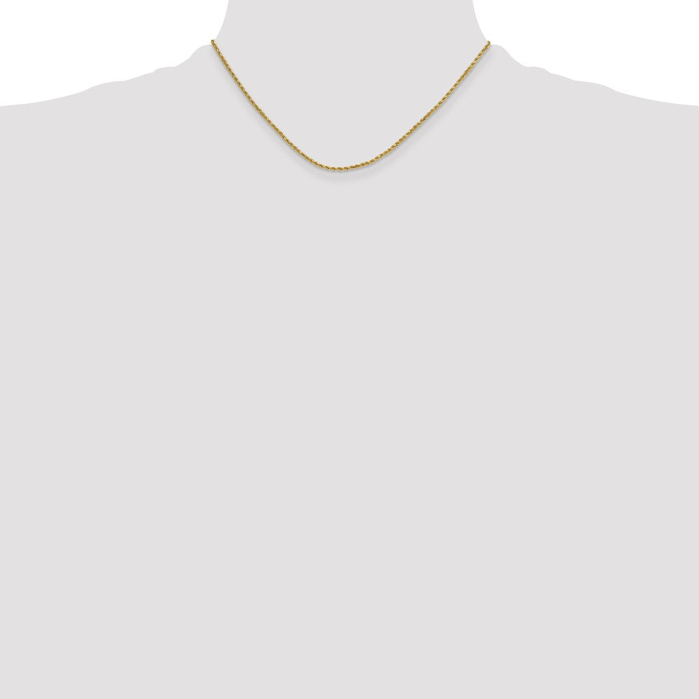 10k Yellow Gold 2mm Semi-solid Diamond-Cut Rope Chain Necklace