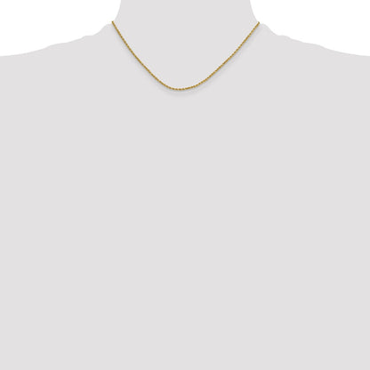 10k Yellow Gold 2mm Semi-solid Diamond-Cut Rope Chain Necklace