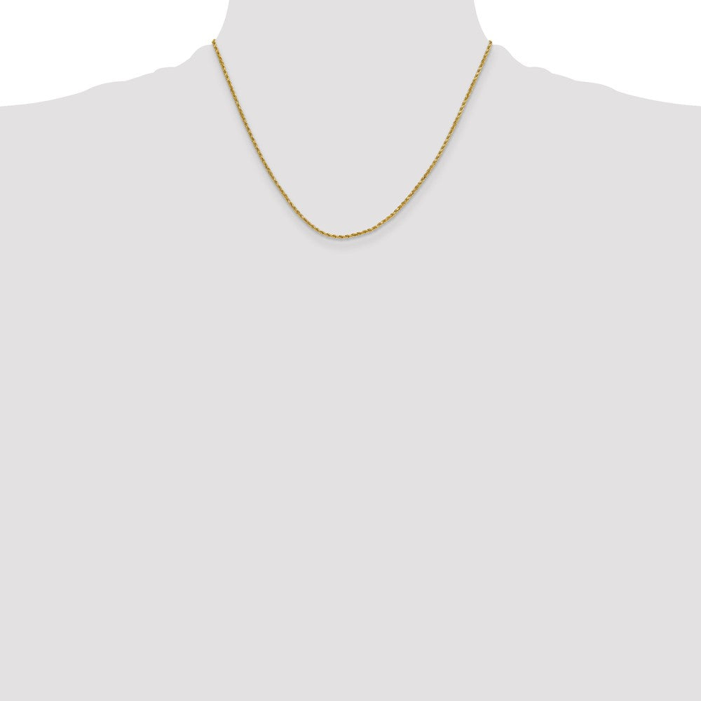 10k Yellow Gold 2mm Semi-solid Diamond-Cut Rope Chain Necklace