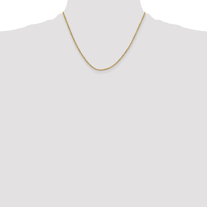 10k Yellow Gold 2mm Semi-solid Diamond-Cut Rope Chain Necklace
