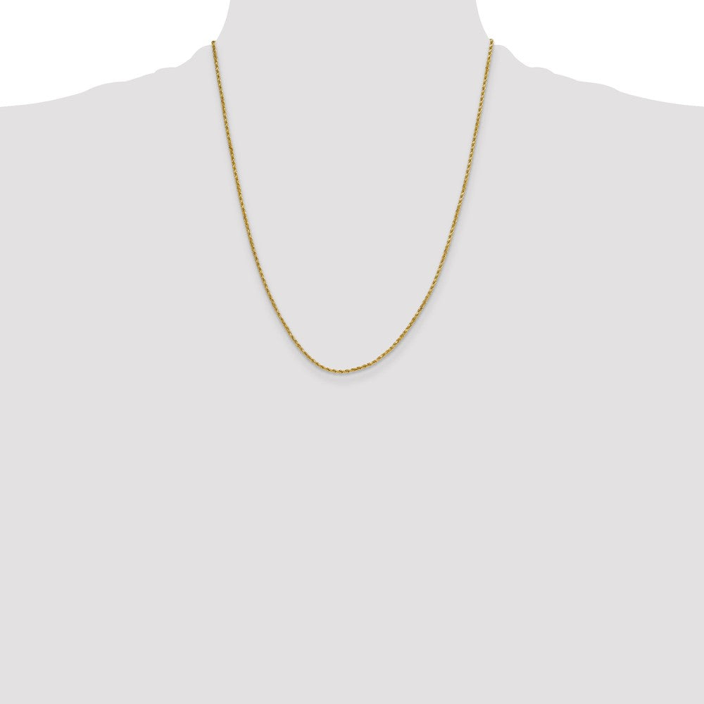 10k Yellow Gold 2mm Semi-solid Diamond-Cut Rope Chain Necklace