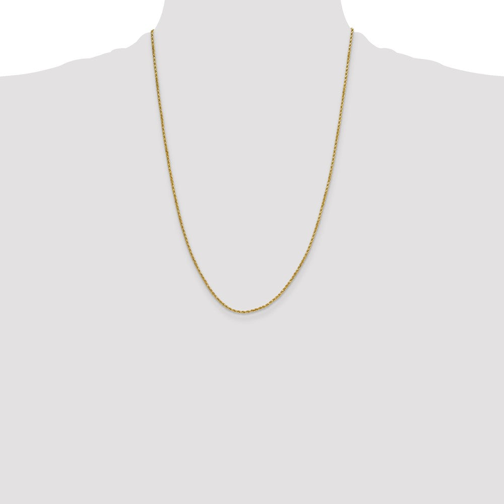 10k Yellow Gold 2mm Semi-solid Diamond-Cut Rope Chain Necklace