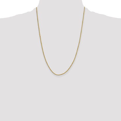 10k Yellow Gold 2mm Semi-solid Diamond-Cut Rope Chain Necklace