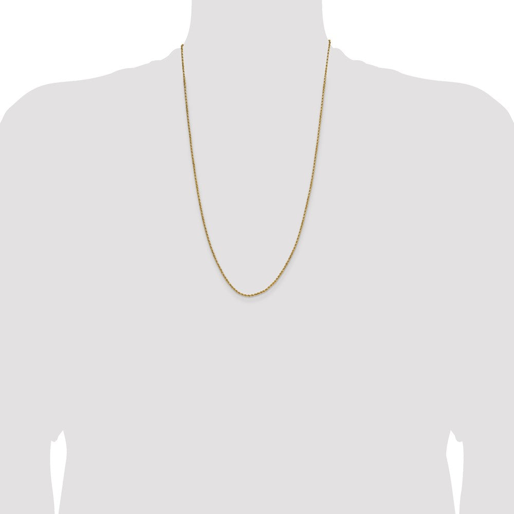 10k Yellow Gold 2mm Semi-solid Diamond-Cut Rope Chain Necklace