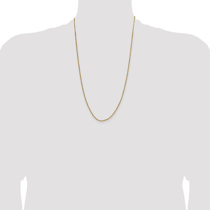 10k Yellow Gold 2mm Semi-solid Diamond-Cut Rope Chain Necklace