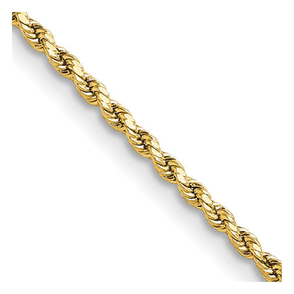 10k Yellow Gold 2mm Semi-solid Diamond-Cut Rope Chain Necklace