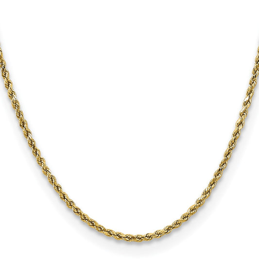 10k Yellow Gold 2.5mm Semi-solid Diamond-Cut Rope Chain Necklace