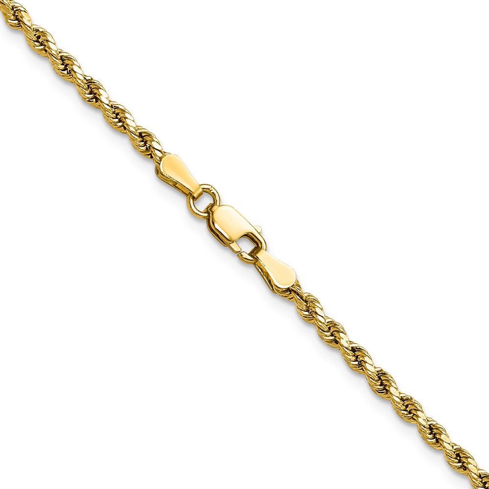 10k Yellow Gold 2.5mm Semi-solid Diamond-Cut Rope Chain Necklace
