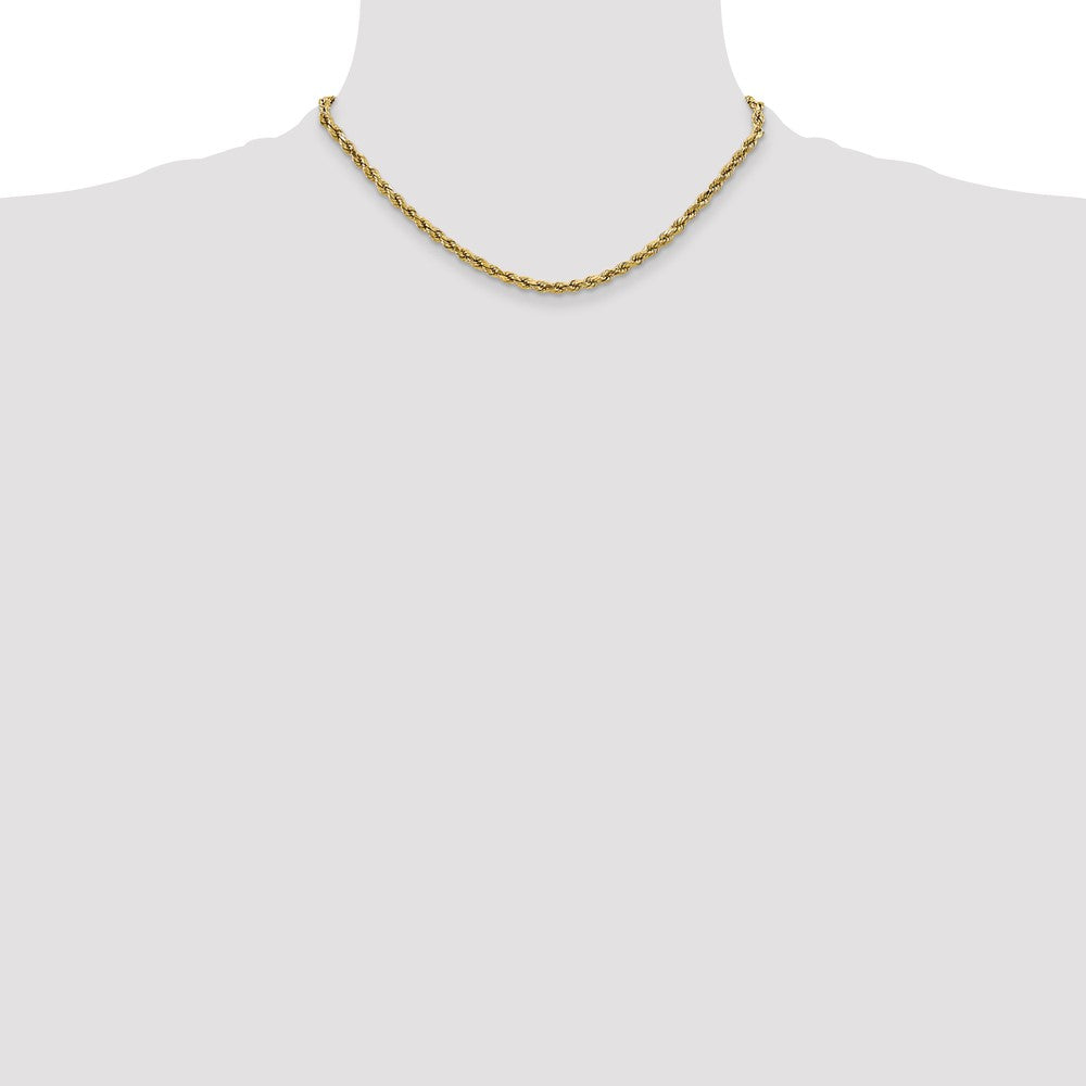 10k Yellow Gold 2.5mm Semi-solid Diamond-Cut Rope Chain Necklace