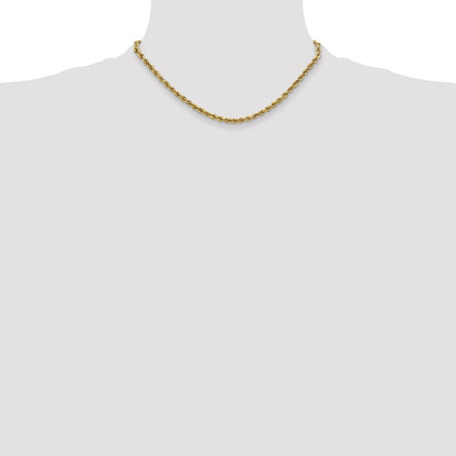 10k Yellow Gold 2.5mm Semi-solid Diamond-Cut Rope Chain Necklace