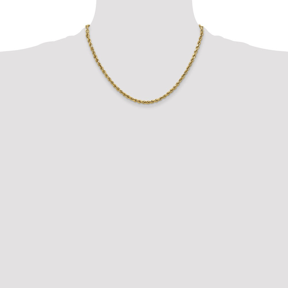 10k Yellow Gold 2.5mm Semi-solid Diamond-Cut Rope Chain Necklace