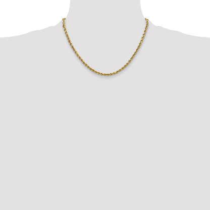 10k Yellow Gold 2.5mm Semi-solid Diamond-Cut Rope Chain Necklace
