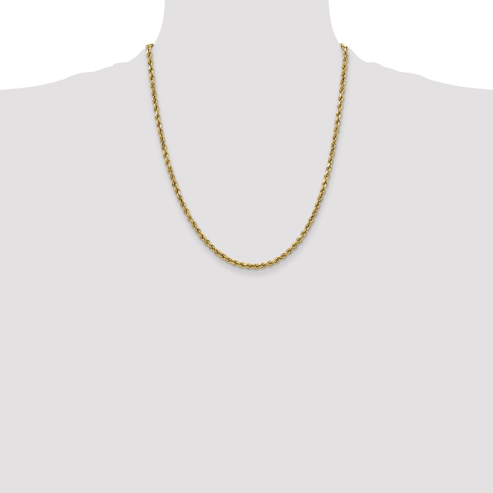 10k Yellow Gold 2.5mm Semi-solid Diamond-Cut Rope Chain Necklace