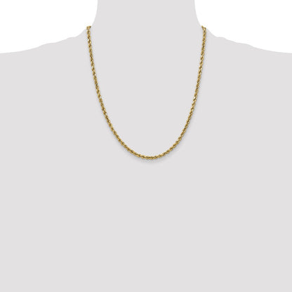 10k Yellow Gold 2.5mm Semi-solid Diamond-Cut Rope Chain Necklace