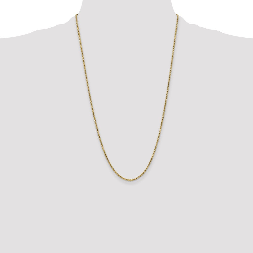 10k Yellow Gold 2.5mm Semi-solid Diamond-Cut Rope Chain Necklace