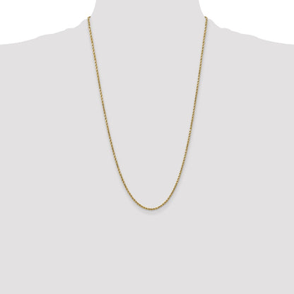 10k Yellow Gold 2.5mm Semi-solid Diamond-Cut Rope Chain Necklace