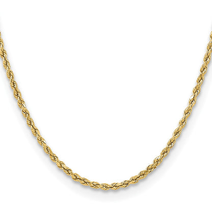10k Yellow Gold 3mm Semi-solid Diamond-Cut Rope Chain Necklace