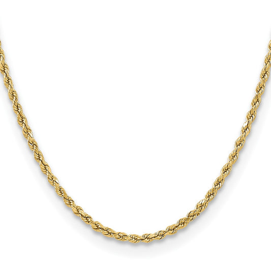 10k Yellow Gold 3mm Semi-solid Diamond-Cut Rope Chain Necklace