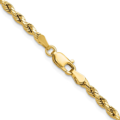10k Yellow Gold 3mm Semi-solid Diamond-Cut Rope Chain Necklace