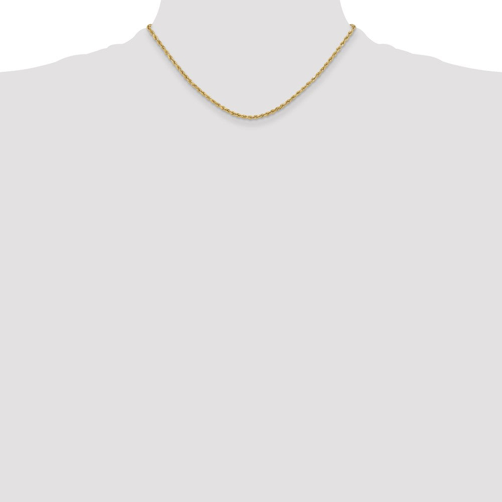 10k Yellow Gold 3mm Semi-solid Diamond-Cut Rope Chain Necklace