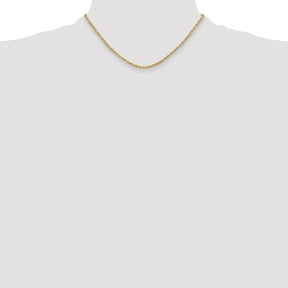 10k Yellow Gold 3mm Semi-solid Diamond-Cut Rope Chain Necklace