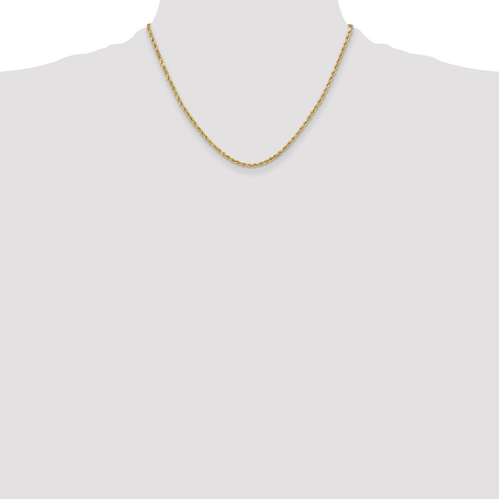 10k Yellow Gold 3mm Semi-solid Diamond-Cut Rope Chain Necklace