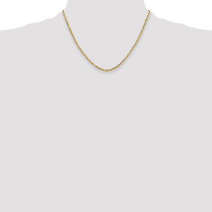 10k Yellow Gold 3mm Semi-solid Diamond-Cut Rope Chain Necklace