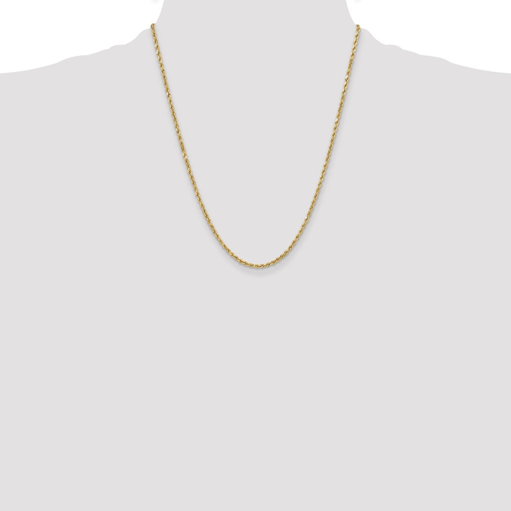 10k Yellow Gold 3mm Semi-solid Diamond-Cut Rope Chain Necklace