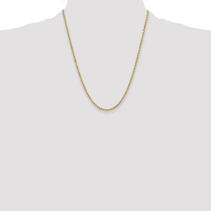10k Yellow Gold 3mm Semi-solid Diamond-Cut Rope Chain Necklace