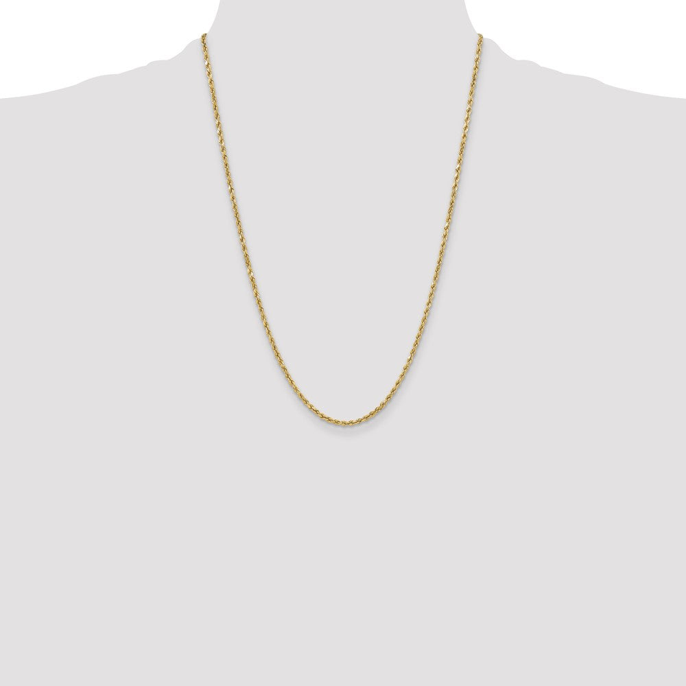10k Yellow Gold 3mm Semi-solid Diamond-Cut Rope Chain Necklace
