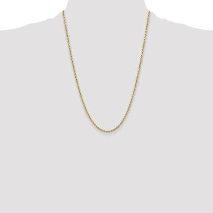 10k Yellow Gold 3mm Semi-solid Diamond-Cut Rope Chain Necklace