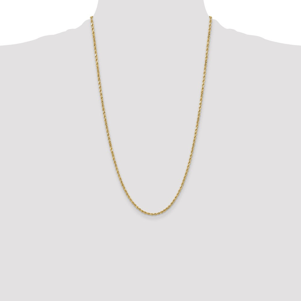 10k Yellow Gold 3mm Semi-solid Diamond-Cut Rope Chain Necklace