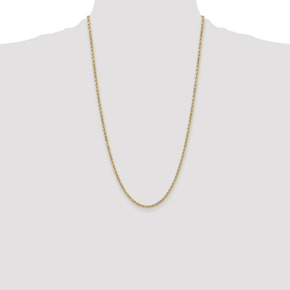 10k Yellow Gold 3mm Semi-solid Diamond-Cut Rope Chain Necklace