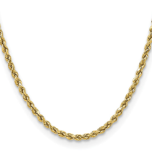 10k Yellow Gold 3.5mm Semi-solid Diamond-Cut Rope Chain Necklace