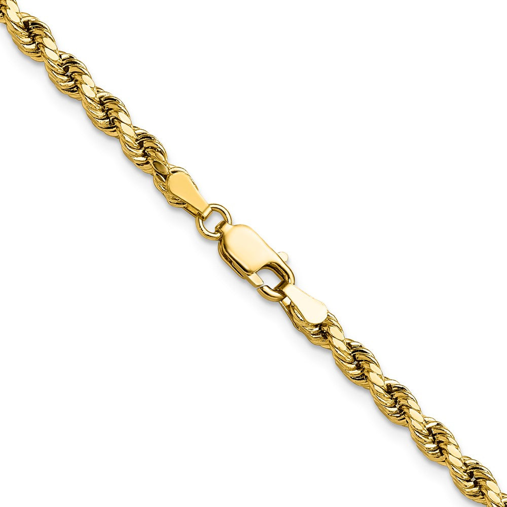 10k Yellow Gold 3.5mm Semi-solid Diamond-Cut Rope Chain Necklace