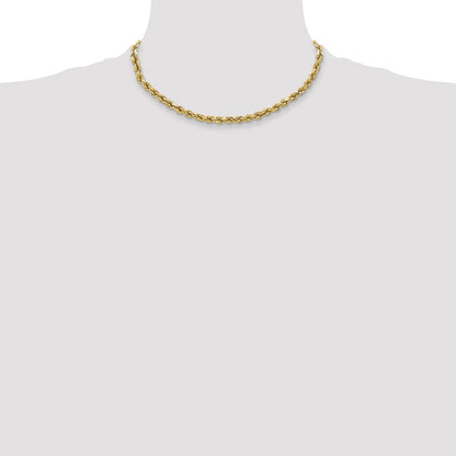 10k Yellow Gold 3.5mm Semi-solid Diamond-Cut Rope Chain Necklace
